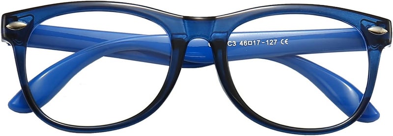 FANNYGO Store 1 Pack kids Blue Light Blocking Glasses For Girls And Boys Computer Blue Light Blocking Glasses For Age 3-11 (Dark blue) - Image 2